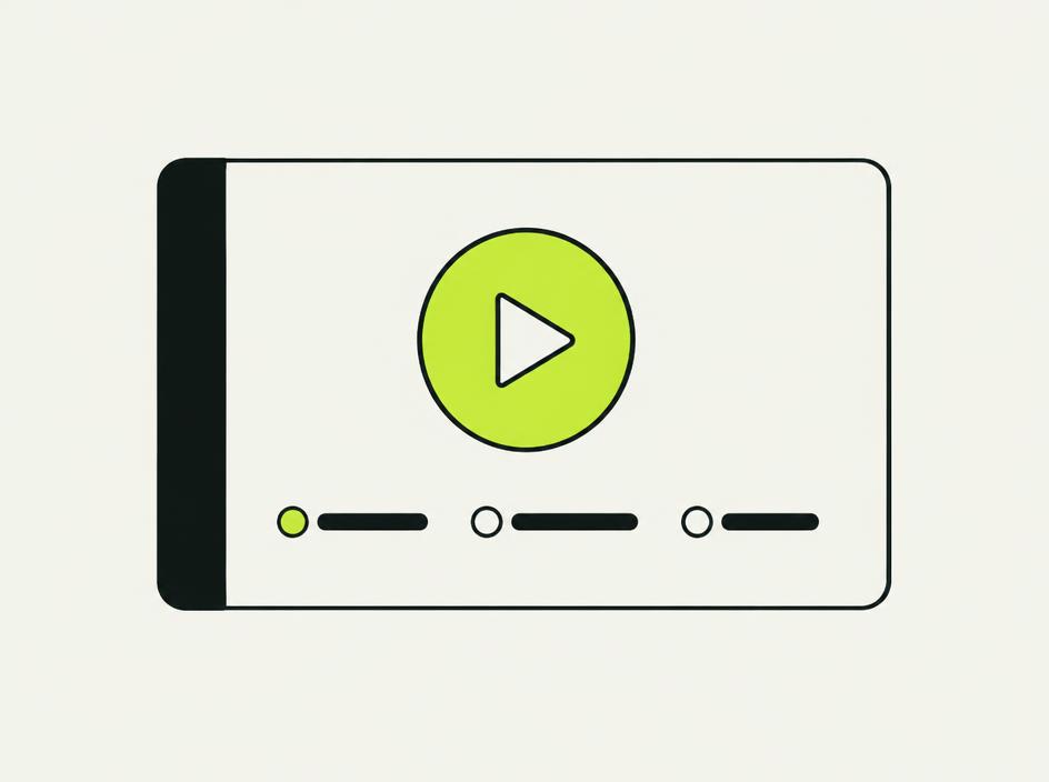 A lesson screen with a large play button and chapter bars below it